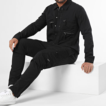 2Y Premium - Set giacca con zip e pantaloni cargo neri