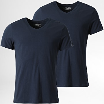 Blend - Lot De 2 Tee Shirts Col V Nico 701996 Bleu Marine