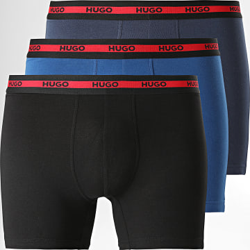 HUGO - Set di 3 boxer 50496713 Nero Royal Blue Navy