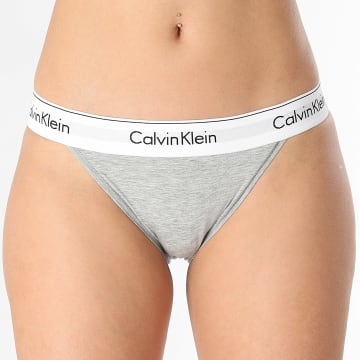 Calvin Klein - Braguitas de pierna alta para mujer QF4977A Gris brezo