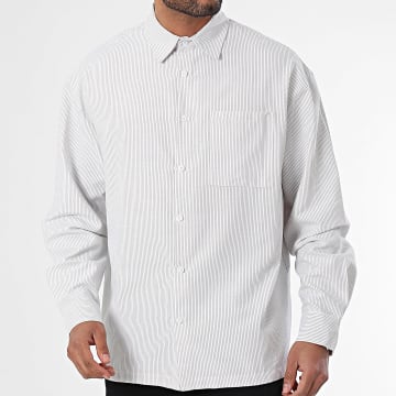 Frilivin - Camisa blanca a rayas de manga larga