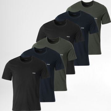 BOSS - Lote de 6 camisetas 50509255 Negro Azul marino Verde Caqui