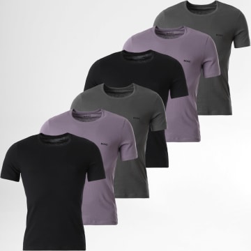 BOSS - Lote de 6 camisetas 50509255 Negro Violeta Gris Carbón
