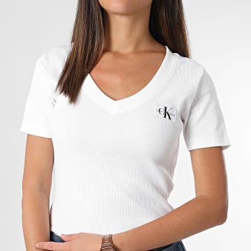 Calvin Klein - Maglietta donna con scollo a V 3274 Bianco