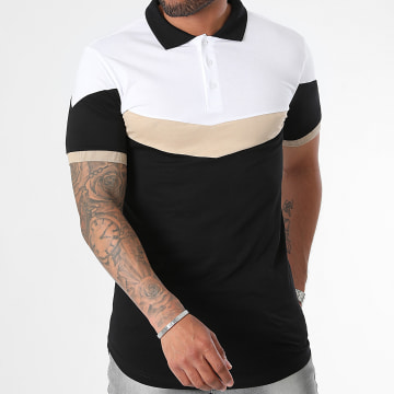 LBO - Polo tricolor de manga corta 3322 Negro Beige Blanco