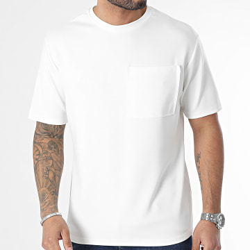 KZR - Camiseta blanca con bolsillo