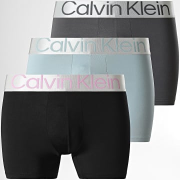  Calvin Klein - Lot De 3 Boxers NB3075A Noir Gris Anthracite Bleu Clair Argenté