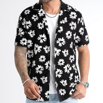 LBO - Camicia a maniche corte con stampa floreale 0854 Nero Bianco