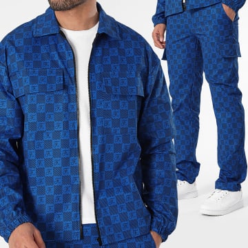 Final Club - Conjunto de chaqueta con cremallera y pantalón cargo Damier 0039 Azul Real