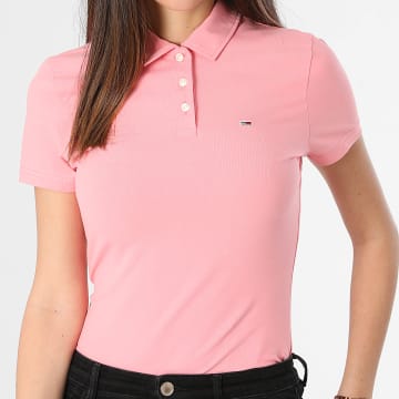 Tommy Jeans - Polo Manches Courtes Slim Femme Essential 7220 Rose