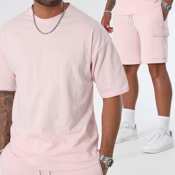 LBO - Conjunto de camiseta grande y pantalón corto 3338 rosa