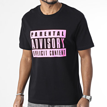  Parental Advisory - Tee Shirt Oversize Large Black Pink Noir Rose Fluo