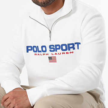 Polo Sport Ralph Lauren - Sweat Col Montant Zippé Logo Sport Blanc