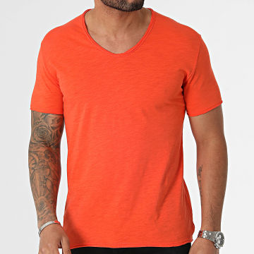MTX - Tee Shirt Col V Orange Chiné