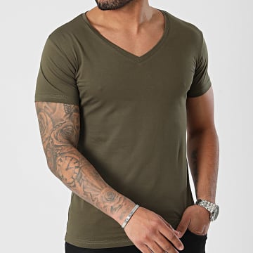 MTX - T-shirt con scollo a V Verde kaki