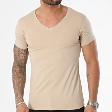 MTX - Camiseta cuello pico beige