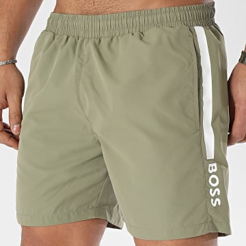 BOSS - Shorts de baño con banda Dolphin 50508798 Caqui Verde
