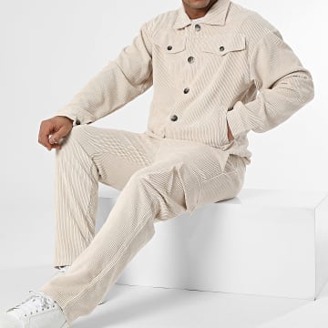 Aarhon - Set giacca e pantaloni cargo beige