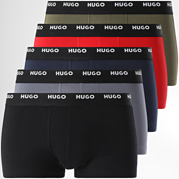 HUGO - Lot De 5 Boxers Trunk 50479944 Rouge Vert Kaki Noir Bleu