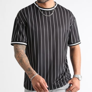 LBO - Camiseta béisbol rayas grande 0990 Negro