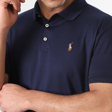 Polo Ralph Lauren - Polo Manches Courtes Custom Slim Fit Premium Soft Coton Bleu Marine