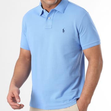 Polo Ralph Lauren - Polo manica corta Slim in cotone piqué blu