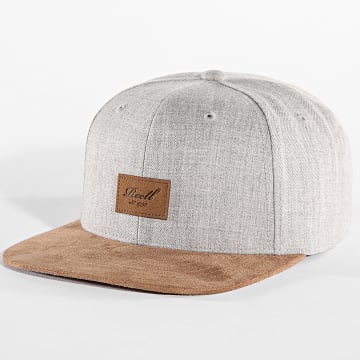 Reell Jeans - Cappello Snapback in pelle scamosciata Camel Heather Grey