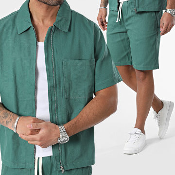 Frilivin - Conjunto de camiseta de manga corta y pantalón corto de jogging Verde
