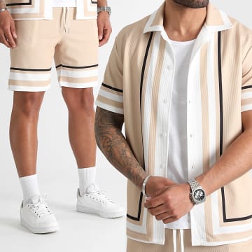 LBO - Camicia a maniche corte e pantaloncini da jogging stampati 1041 Set beige