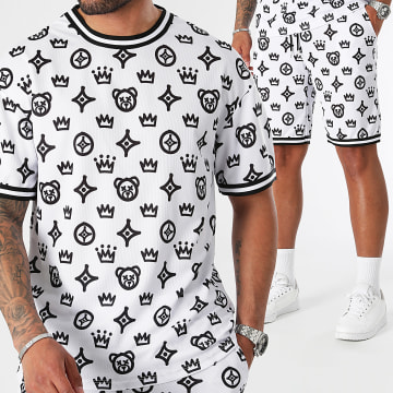 Teddy Yacht Club - Rush 0085 Conjunto de camiseta oversize blanca de béisbol y pantalón corto de jogging