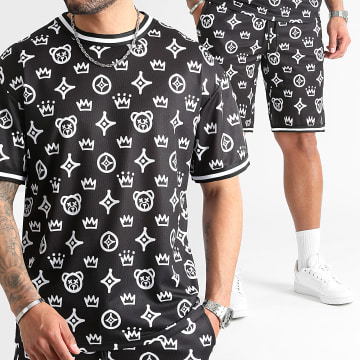 Teddy Yacht Club - Rush 0089 Set di maglietta oversize nera da baseball e pantaloncini da jogging