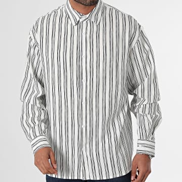 Frilivin - Camisa de manga larga a rayas azul marino y blanco
