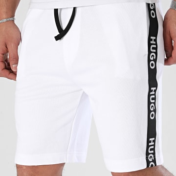 HUGO - Pantalones cortos deportivos con banda con logotipo 50496996 Blanco