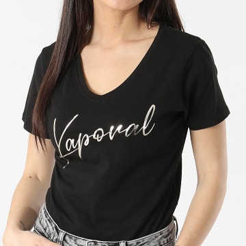 Kaporal - T-shirt donna con scollo a V FRANW11 Nero