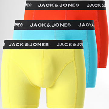 Jack And Jones - Set De 3 Boxers David Solid Amarillo Naranja Azul Claro