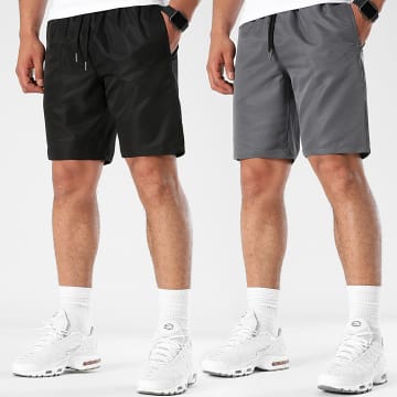 LBO - Set di 2 pantaloncini da jogging Diamant 0339 nero grigio carbone