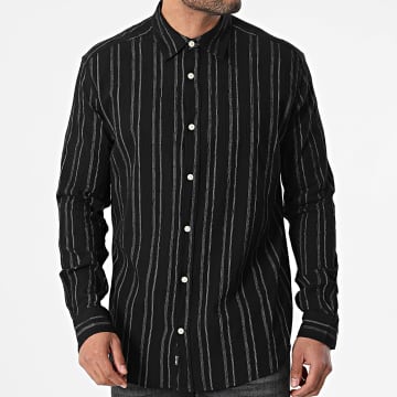 Only And Sons - Chemise Manches Longues A Rayures Sweet Noir