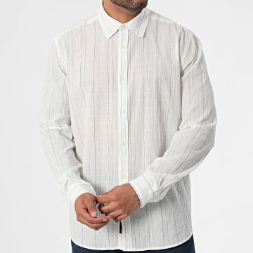 Only And Sons - Camisa de manga larga a rayas beige