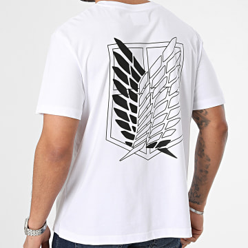 Attaque des Titans - Tee Shirt Oversize Large Survey Corps Logo Bianco Nero