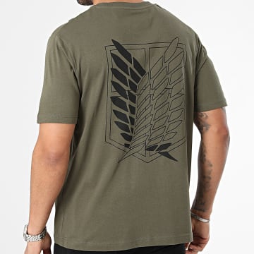 Attaque des Titans - Tee Shirt Oversize Large Survey Corps Logo Green Kaki Black