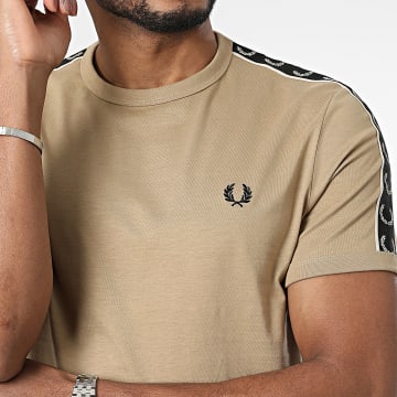 Fred Perry - Camiseta de tirantes con cinta de contraste M4613 Camel