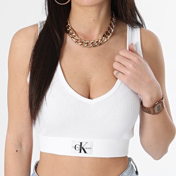Calvin Klein - Crop Top de mujer con cuello en V 3356 Blanco