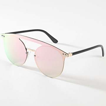 Frilivin - Lunettes De Soleil Noir Rose Doré Miroir