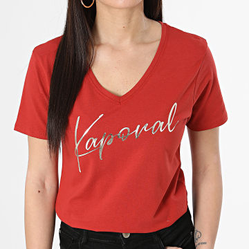 Kaporal - Camiseta cuello pico mujer FRANW11 Rojo