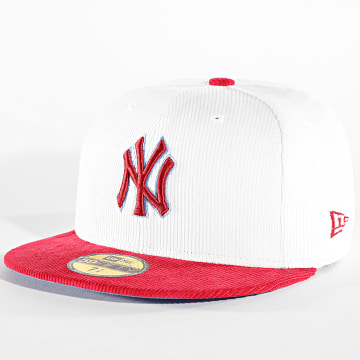 New Era - Casquette Fitted 59Fifty Cord NY 60435061 Blanc Rouge