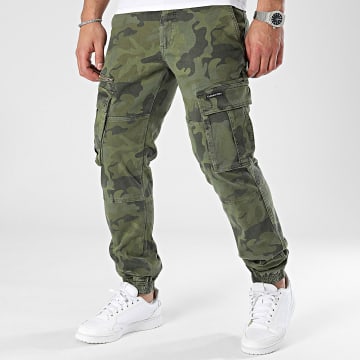 American People - Pantalon Cargo Vert Kaki Camouflage