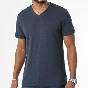 American People - Camiseta azul marino con cuello de pico
