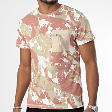 American People - Tee Shirt Beige Marron Vert Kaki Camouflage
