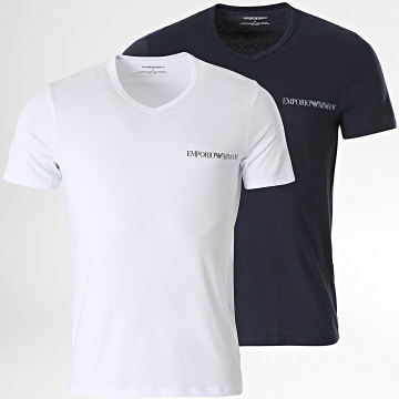 Emporio Armani - Lot De 2 Tee Shirts 111849-4R717 Blanc Bleu Marine