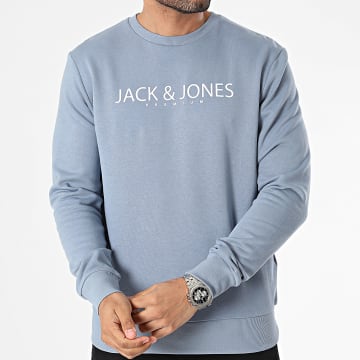 Jack And Jones - Jake Sudadera azul claro de cuello redondo
